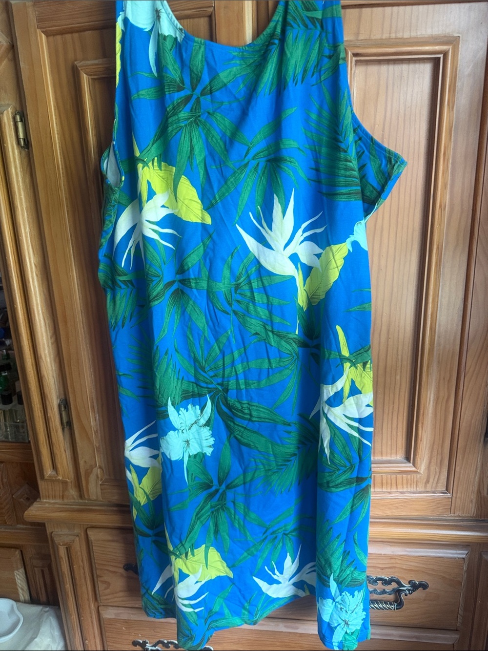 Talbots Blue and Green Tropical Leaf Dress
